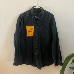 Club Room black denim shirt with patch detail